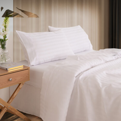 KENSINGTON 1200TC COTTON SHEET SET IN STRIPE KING WHITE