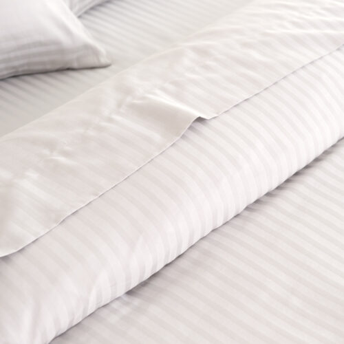 KENSINGTON 1200TC COTTON SHEET SET IN STRIPE KING WHITE - Image 3