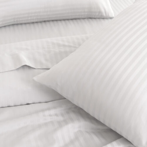 KENSINGTON 1200TC COTTON SHEET SET IN STRIPE KING WHITE - Image 4