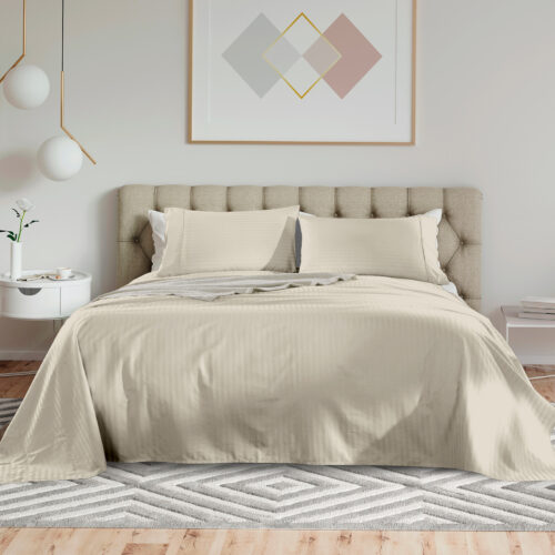 KENSINGTON 1200TC COTTON SHEET SET IN STRIPE KING SAND
