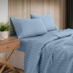 KENSINGTON 1200TC COTTON SHEET SET IN STRIPE KING CHAMBRAY (BLUE)