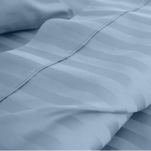 KENSINGTON 1200TC COTTON SHEET SET IN STRIPE KING CHAMBRAY (BLUE) - Image 3