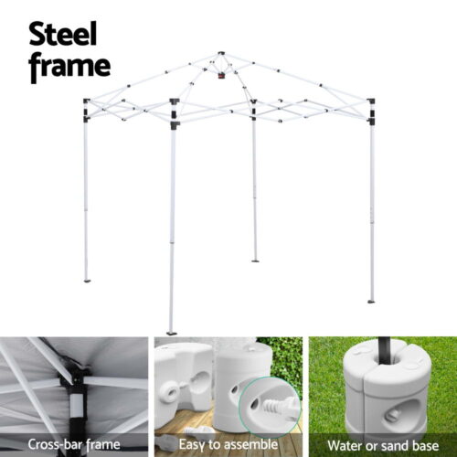 Instahut Gazebo 2x2m Outdoor Patio Garden Marquee Shade w/ Base Pods Grey - Image 6