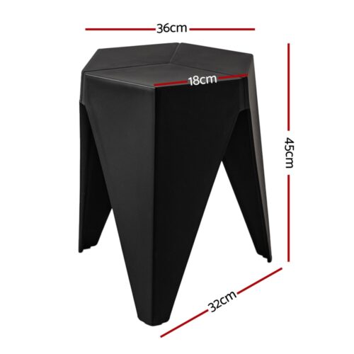 Artiss 4PC Puzzle Stool Plastic Bar Stools Stackable Black - Image 2