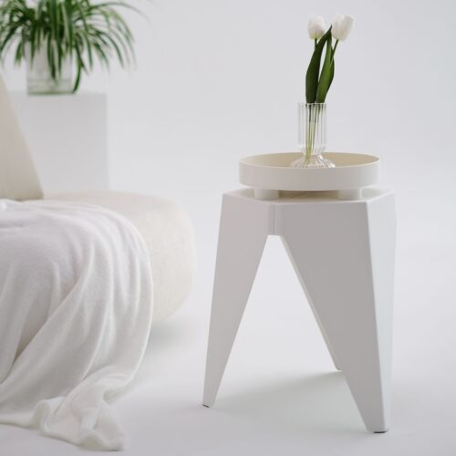 Artiss 4PC Puzzle Stool Bar Stools Stackable White - Image 4