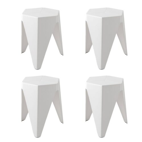 Artiss 4PC Puzzle Stool Bar Stools Stackable White - Image 5