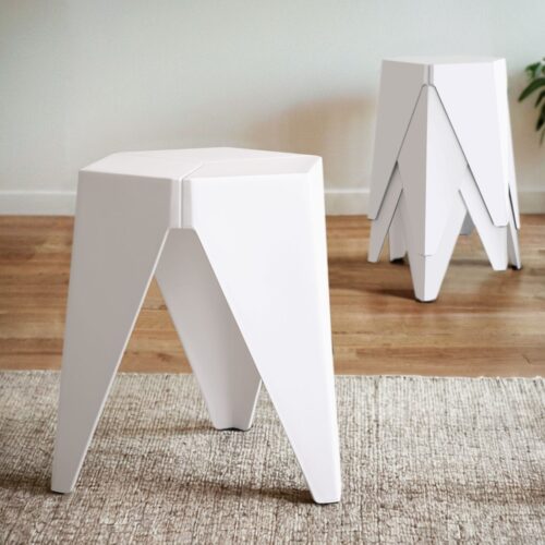 Artiss 4PC Puzzle Stool Bar Stools Stackable White - Image 7
