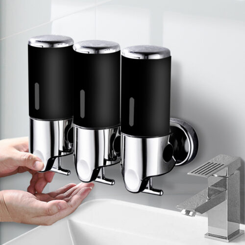 3 Bottles Bathroom Shower Soap Dispenser Black - Image 7