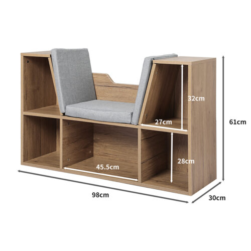 Levede Kids Bookcase Toys Box Shelf Brown - Image 3