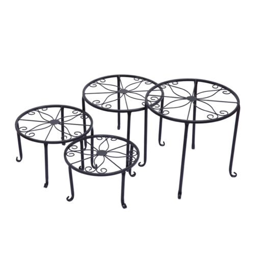 4 x Levede Metal Plant Stand Outdoor Black - Image 2