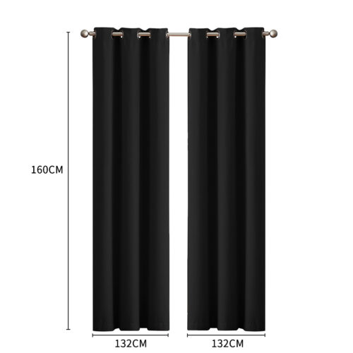 2x Blockout Curtains Panels 3 Layers Black - Image 3