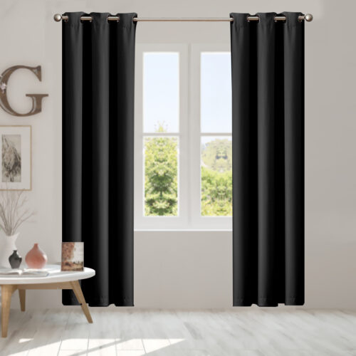 2x Blockout Curtains Panels 3 Layers Black - Image 8