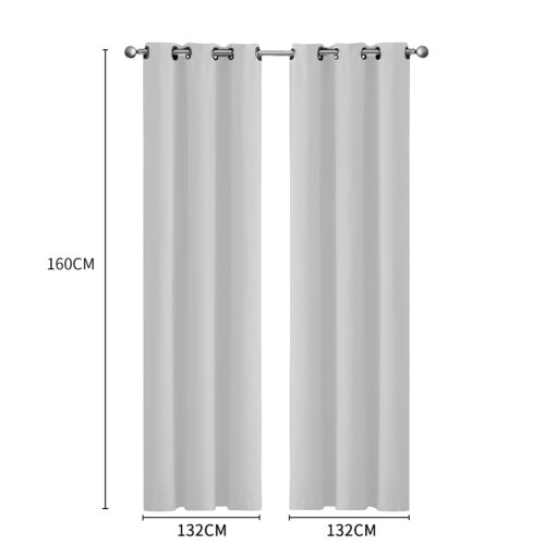 2x Blockout Curtains Panels 3 Layers Grey - Image 3