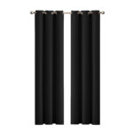 2x Blockout Curtains Panels 3 Layers Black