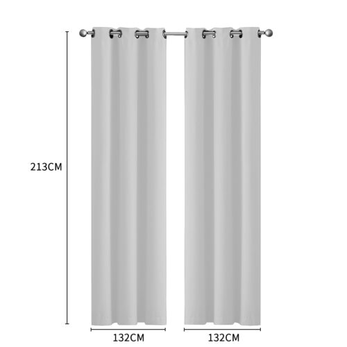 2x Blockout Curtains Panels 3 Layers Grey - Image 3