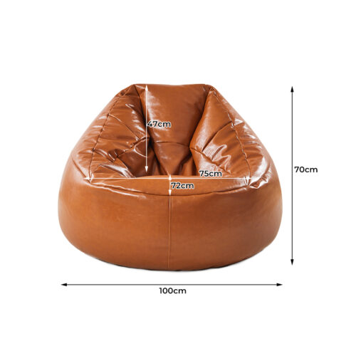 Marlow Bean Bag Chair Cover PU Couch Tan - Image 3
