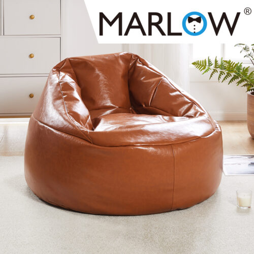Marlow Bean Bag Chair Cover PU Couch Tan - Image 7