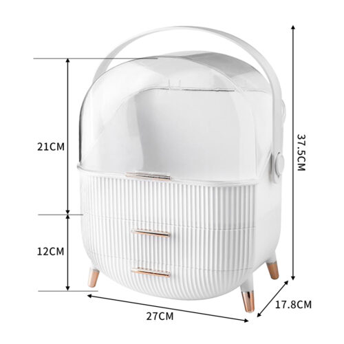 Makeup Organizer Case Drawer Portable White - Image 3
