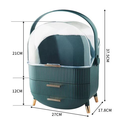 Makeup Storage Case Cosmetic Organiser Green - Image 3