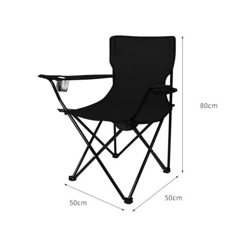Levede 2Pcs Camping Chairs Folding Arm Black - Image 3