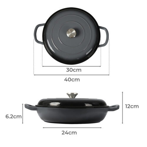 3.5L Enamel Dutch Oven Pan in Black Colour - Image 3
