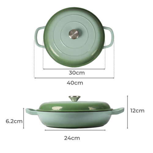 TOQUE 3.5L Enamel Dutch Oven Pan in Green Colour - Image 3