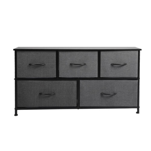 Levede Chest of 5 Drawers Storage Cabinet Dark Grey - Image 2