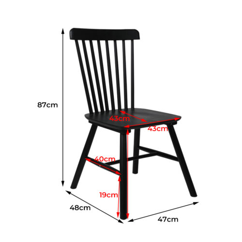 Levede 2x Dining Chairs Kitchen Winsor Black - Image 3