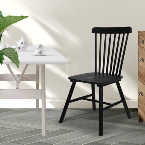 Levede 2x Dining Chairs Kitchen Winsor Black - Image 7
