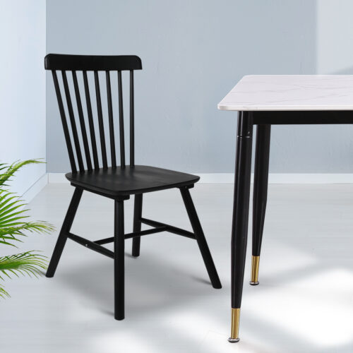 Levede 2x Dining Chairs Kitchen Winsor Black - Image 8