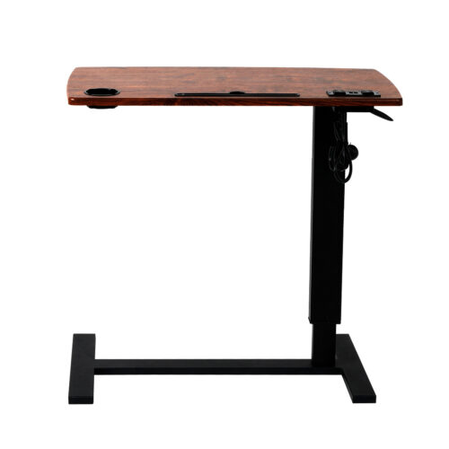 Levede Mobile Standing Desk Foldable Brown Fold - Image 2