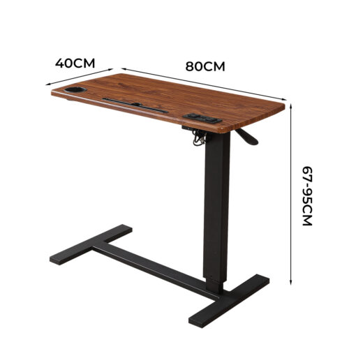 Levede Mobile Standing Desk Foldable Brown Fold - Image 3