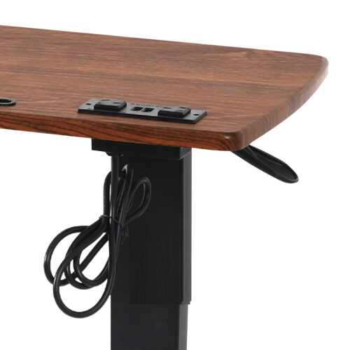 Levede Mobile Standing Desk Foldable Brown Fold - Image 5