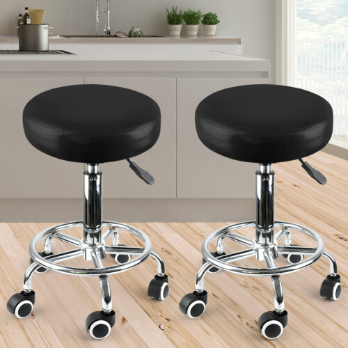 2x Levede Swivel Salon Barstool Hairdressing Black - Image 7