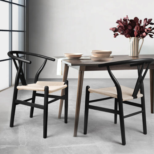 Levede 2x Dining Chairs Wooden Hans Black - Image 7