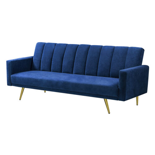 Levede Sofa Bed Convertible Velvet Lounge Recliner Couch Sleeper 3 Seater Blue - Image 2