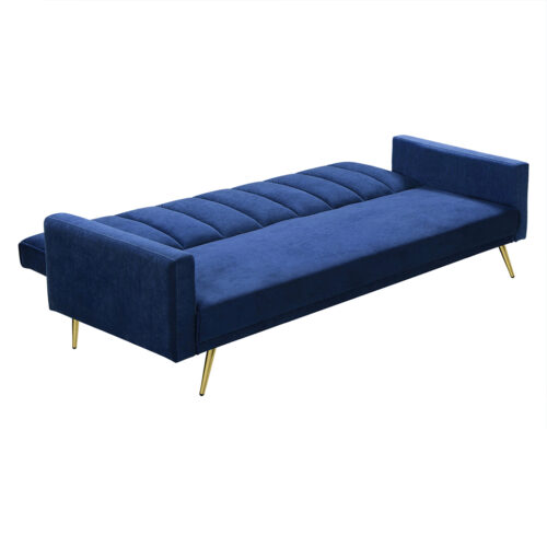 Levede Sofa Bed Convertible Velvet Lounge Recliner Couch Sleeper 3 Seater Blue - Image 6