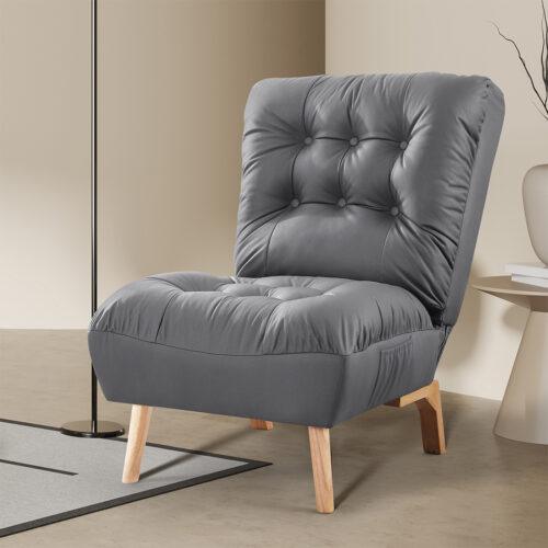 Levede Accent Chair Sofa Recliner Adjustable Grey - Image 7