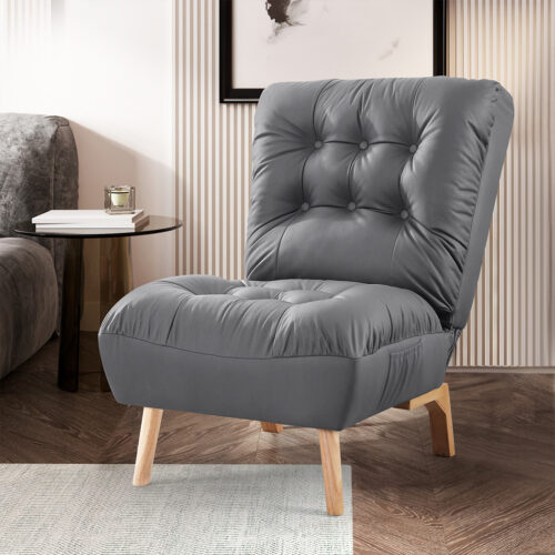 Levede Accent Chair Sofa Recliner Adjustable Grey - Image 8