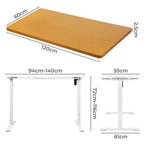 Levede Motorised Standing Desk Height 120cm Natural 800x 1.5MM - Image 3