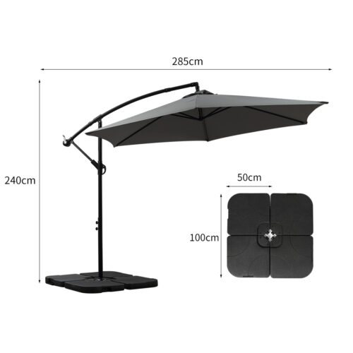 Mountview 3M Outdoor Umbrella Cantilever Grey With Base - Image 3