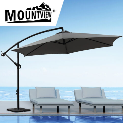 Mountview 3M Outdoor Umbrella Cantilever Grey With Base - Image 8