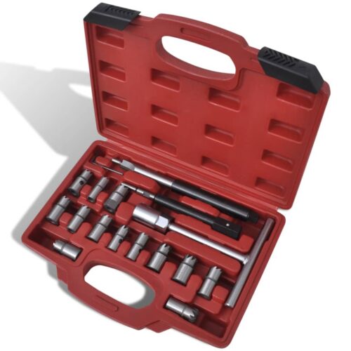 17-Piece Set Diesel Injector Seat Cutter Remover Repair Tools Kit with Case - Image 5
