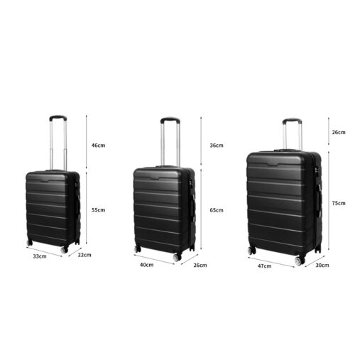 Slimbridge 3PC Luggage sets Suitcase Black - Image 3
