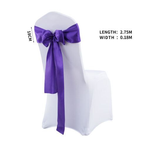 20x Table Runner Satin Chair Sashes Eggplant - Image 3