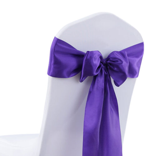 20x Table Runner Satin Chair Sashes Eggplant - Image 6