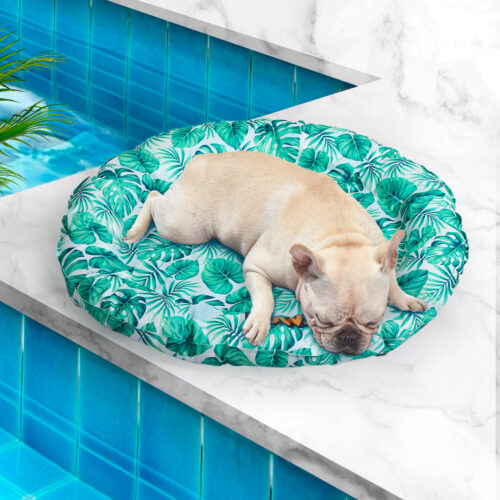 Pawz Pet Dog Cooling Mat Non-Toxic Gel Cat Cool Pad Bed Round Green Leaf 72cm - Image 8