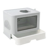 PaWz Foldable Cat Litter Box Tray Enclosed Grey