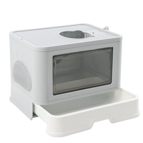 PaWz Foldable Cat Litter Box Tray Enclosed Grey