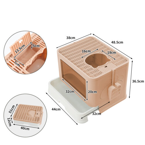 PaWz Foldable Cat Litter Box Tray Enclosed Pink - Image 3